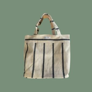 cabas madeleine coton upcyclé crème et noir lilimargotton